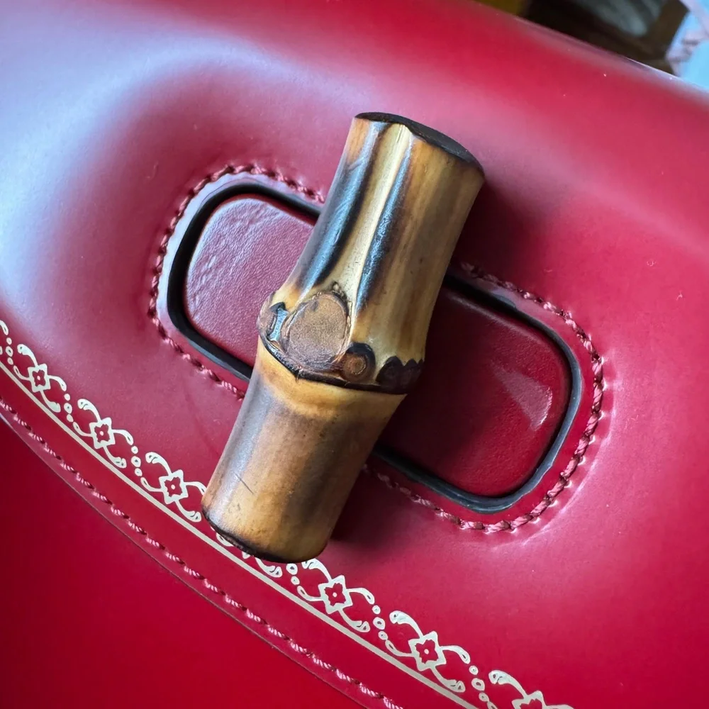 Gucci Bamboo Handle Red Box Leather Special Edition Handbag size M - Picture 7 of 16